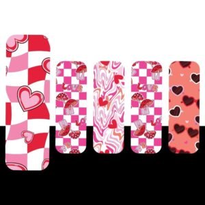 Kawaii Hearts Magnetic Bookmark Collection – 5 Girly Pink & Cute Retro Designs