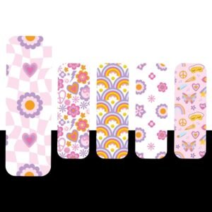 Pastel Rainbow Magnetic Bookmark Collection – 5 Cute Heart & Flower Designs