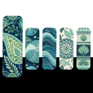 Paisley Magnetic Bookmark Bundle – 5 Teal & Floral Mandala Designs
