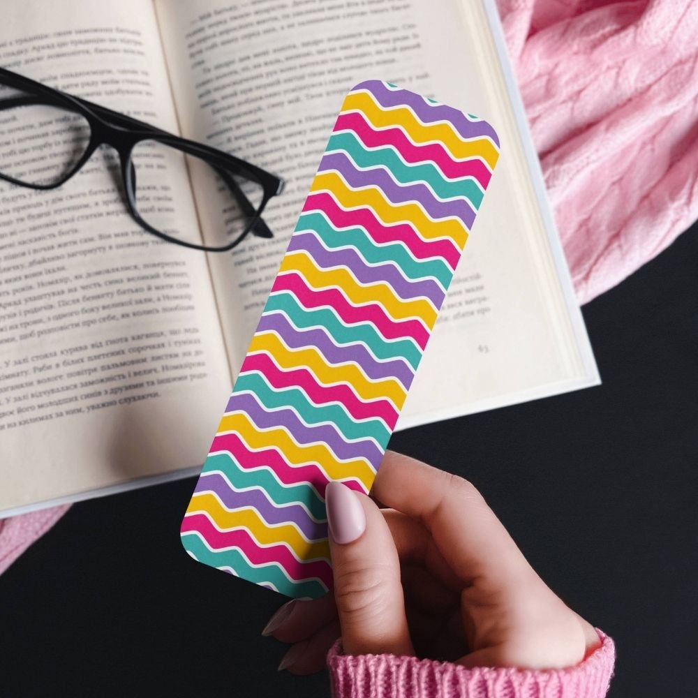 Color Pop Magnetic Bookmark Pack – 5 Bright Rainbow Wavy Pattern Designs - Image 2