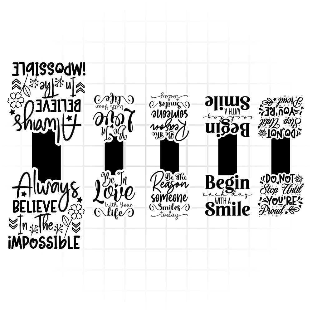 Black & White Motivational Magnetic Bookmark Set