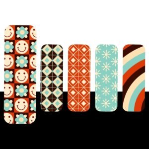Groovy Retro Magnetic Bookmark Set – 5 Smiley Face & Geometric Pattern Designs