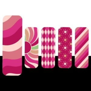 Pink Retro Wave Magnetic Bookmark Set – 5 Groovy Striped Pattern Designs